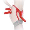 Ledapol - Echt Leder Harness Straps-Slip mit 3 Dildos rot - Gr. S