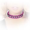 Insistline - Schmales Datex Halsband mit Pyramidennieten pink - Gr. S/M