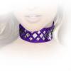 Insistline - Datex Nieten Halsband mit Klettverschluss lila - Gr. S/M