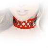 Insistline - Datex Nieten Halsband mit Klettverschluss rot - Gr. S/M