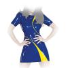 Insistline - Zweifarbiges Datex Kurzarm Minikleid mit Zip blau-gelb - Gr. S