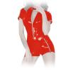 Insistline - Erotischer Datex Kurzarm Pants-Body mit Zips rot - Gr. S
