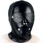 Ledapol - Echt Leder Kopfmaske mit Klappen und Knebel