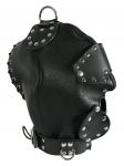 Ledapol - Echt Leder Hnge-Kopfmaske mit Augen- und Mundklappe schwarz - Gr. S-L