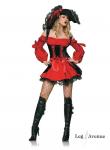 Leg Avenue - Extravagantes Piraten Kostm Mini-Kleid schwarz-rot