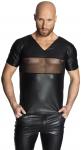 Noir Handmade - Rassiges Wetlook Shirt mit Tlleinsatz schwarz