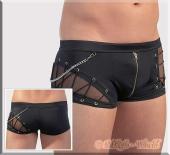 Fishnet Zierschnr Pants mit Zip & Kette schwarz