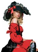 Leg Avenue - Eleganter Piraten Hut mit Spitze schwarz-rot - Gr. S-L
