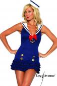Leg Avenue - Süßes Sailor Rüschen Kostüm Mini-Kleid mit Mütze