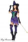 Leg Avenue - Bezauberndes Hexen Minikleid Kostüm mit Hut schwarz-lila