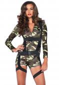 Leg Avenue - Knappes 2-tlg. Goin Commando Overall Kostüm in Camouflage Design
