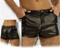 hier klicken für eine vergrösserte Darstellung von Glanz Wetlook Shorts im 5-Pocket-Style schwarz