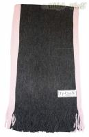 hier klicken für eine vergrösserte Darstellung von Weicher Unisex Strickschal mit Fransen schwarz-rose - Nr. 10