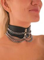 hier klicken für eine vergrösserte Darstellung von Ledapol - Leder Halsband mit Ketten