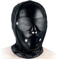 hier klicken für eine vergrösserte Darstellung von Ledapol - Echt Leder Kopfmaske mit Klappen und Knebel