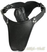 hier klicken für eine vergrösserte Darstellung von Ledapol - Echt Leder Harness Dildo Penis-Slip schwarz