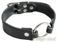 hier klicken für eine vergrösserte Darstellung von Ledapol - Breites Echt Leder Bondage Halsband mit Ring schwarz - Gr. S-L