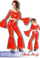 hier klicken für eine vergrösserte Darstellung von Anita Berg - Latex Trompeten-Ärmel Top und Hose rot