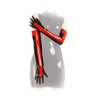 hier klicken für eine vergrösserte Darstellung von Anita Berg - Lange Latex Zip-Handschuhe schwarz-rot