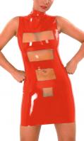 hier klicken für eine vergrösserte Darstellung von Anita Berg - Latex Zip-Minikleid zweifarbig mit Stehkragen