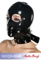 hier klicken für eine vergrösserte Darstellung von Anita Berg - Latex Zip-Kopfmaske mit Knebel-Dildo