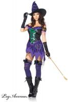 hier klicken für eine vergrösserte Darstellung von Leg Avenue - Bezauberndes Hexen Minikleid Kostüm mit Hut schwarz-lila