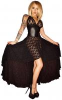 hier klicken für eine vergrösserte Darstellung von Noir Handmade - Spitzen-Kleid mit Wetlook-Einsatz ouvert schwarz
