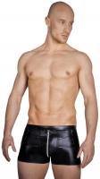 hier klicken für eine vergrösserte Darstellung von Noir Handmade - Glänzende Herren Wetlook Shorts mit Zip schwarz